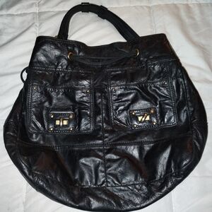 Elegant Black Leather Tote Bag